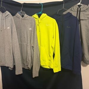 Nike Gray, Neon Yellow, and Navy Hoodies Collection